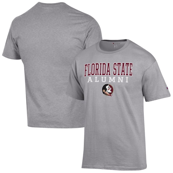 Men's Champion Gray Florida State Seminoles Alumni Logo Stack T-Shirt