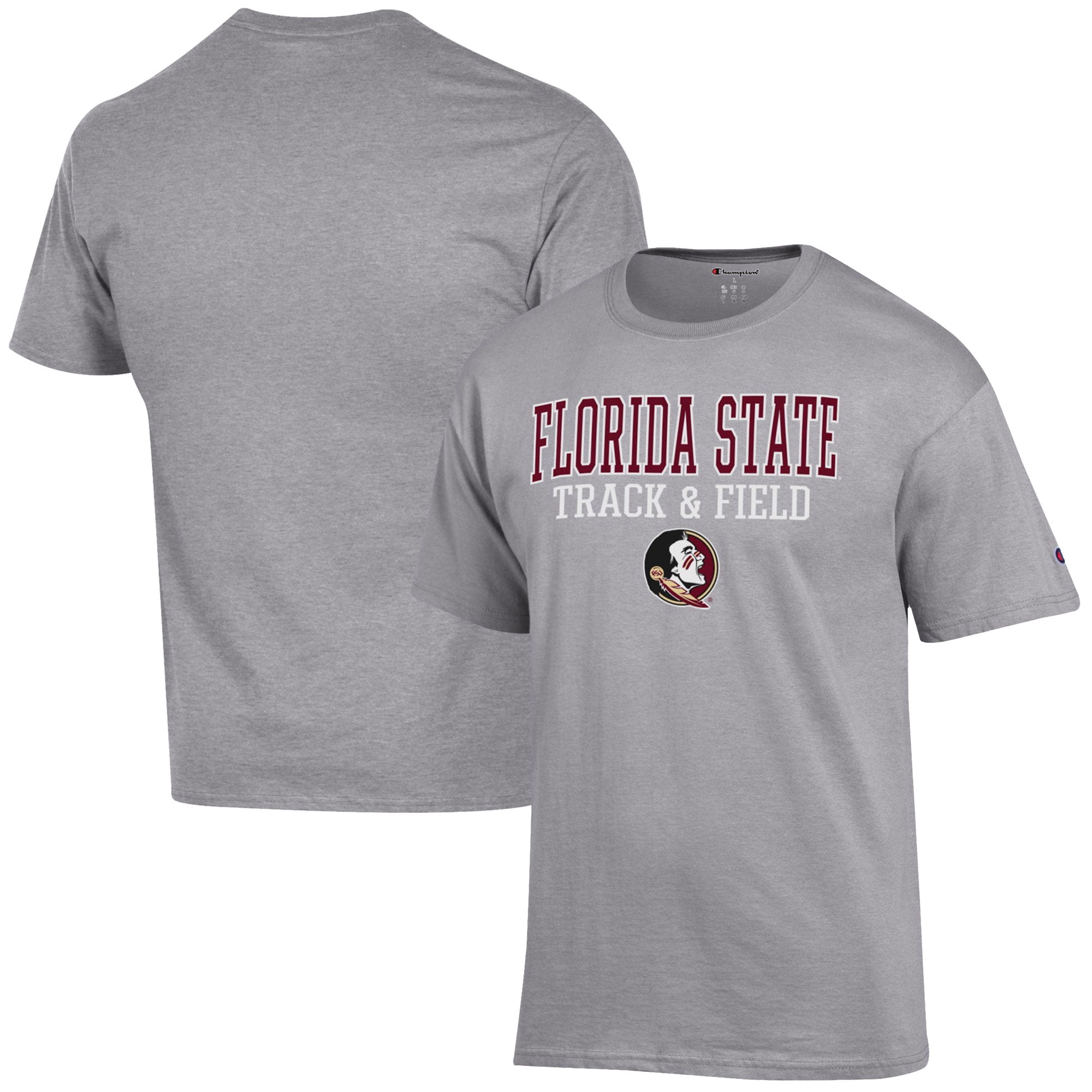 Men's Champion  Gray Florida State Seminoles Track & Field Stack T-Shirt