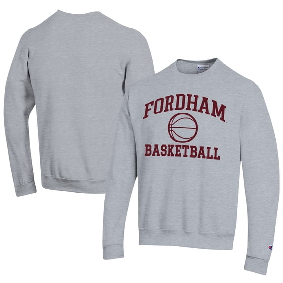 Men's Champion  Gray Fordham Rams Icon Logo Basketball Eco Powerblend Pullover Sweatshirt