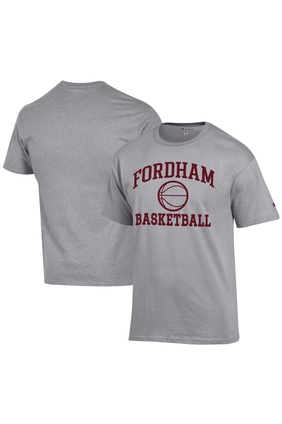 Men's Champion  Gray Fordham Rams Icon Logo Basketball Jersey T-Shirt