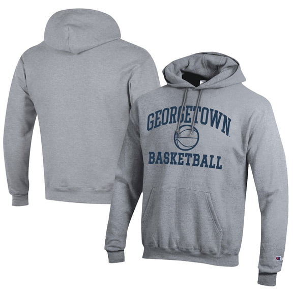 Men's Champion  Gray Georgetown Hoyas Icon Logo Basketball Eco Powerblend Pullover Hoodie