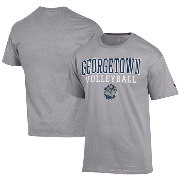 Men's Champion  Gray Georgetown Hoyas Icon Logo Volleyball Jersey T-Shirt