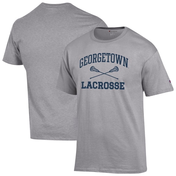Men's Champion  Gray Georgetown Hoyas Lacrosse Icon T-Shirt