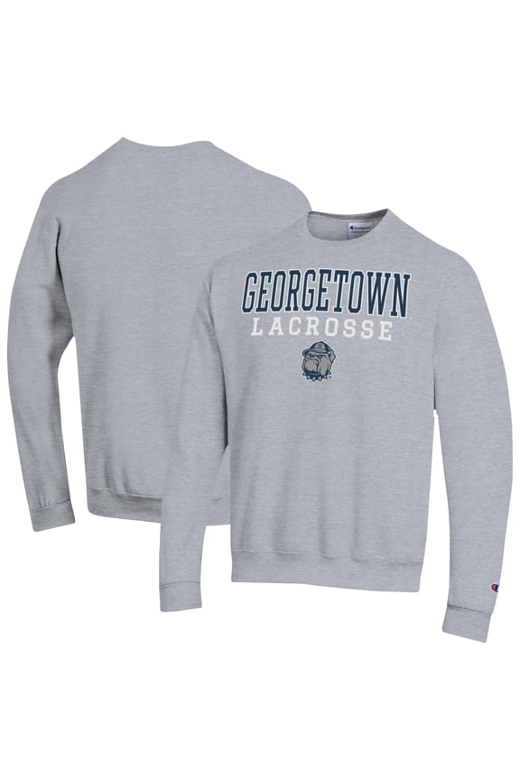 Men's-Champion Gray Georgetown Hoyas Powerblend Pullover Crewneck Sweatshirt