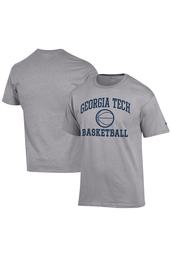 Men's Champion  Gray Georgia Tech Yellow Jackets Icon Logo Basketball Jersey T-Shirt