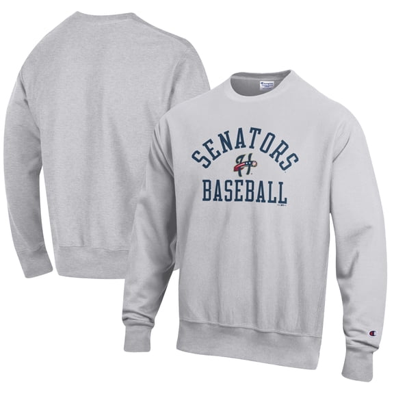 Men's Champion Gray Harrisburg Senators Baseball Reverse Weave Pullover Sweatshirt