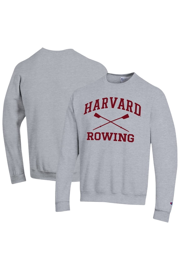 Men's Champion Gray Harvard Crimson Rowing Eco Powerblend Pullover Sweatshirt