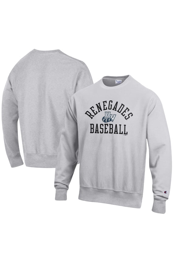 Men's Champion Gray Hudson Valley Renegades Baseball Reverse Weave Pullover Sweatshirt