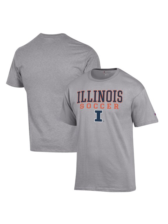 Men's Champion Gray Illinois Fighting Illini Soccer Stack Logo T-Shirt