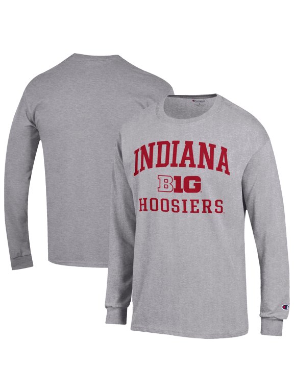 Men's Champion Gray Indiana Hoosiers Big Ten Long Sleeve T-Shirt