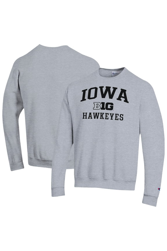 Men's Champion Gray Iowa Hawkeyes Big Ten Powerblend Pullover Sweatshirt