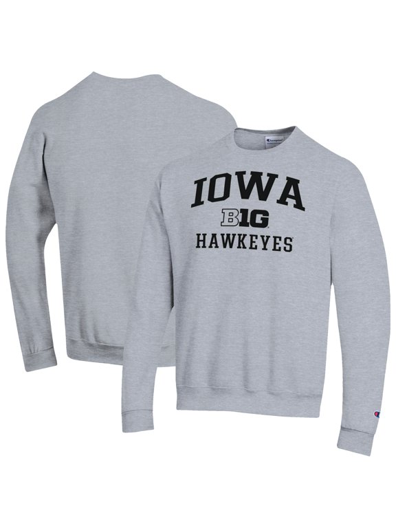 Men's Champion Gray Iowa Hawkeyes Big Ten Powerblend Pullover Sweatshirt