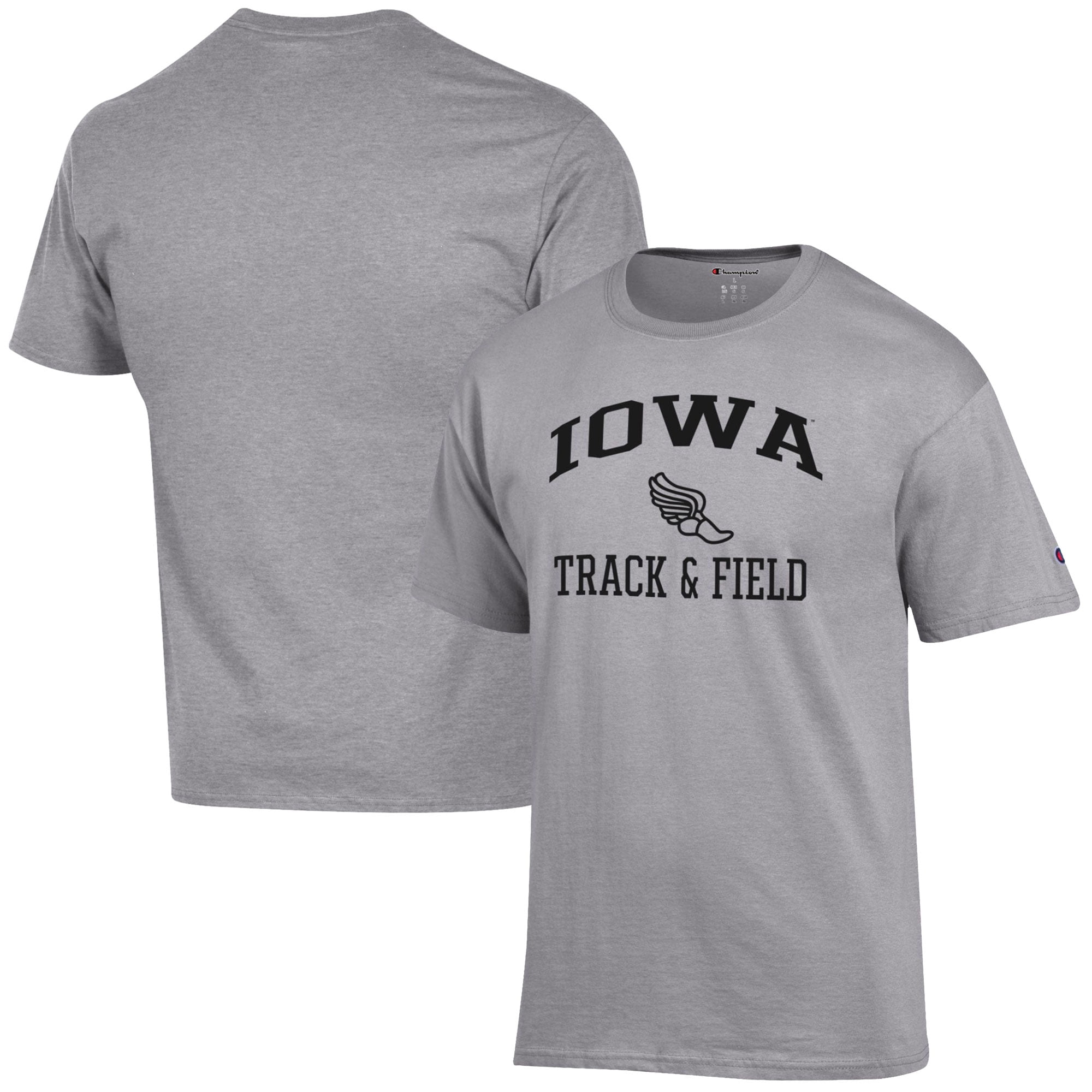 Men's Champion  Gray Iowa Hawkeyes Track & Field Icon T-Shirt