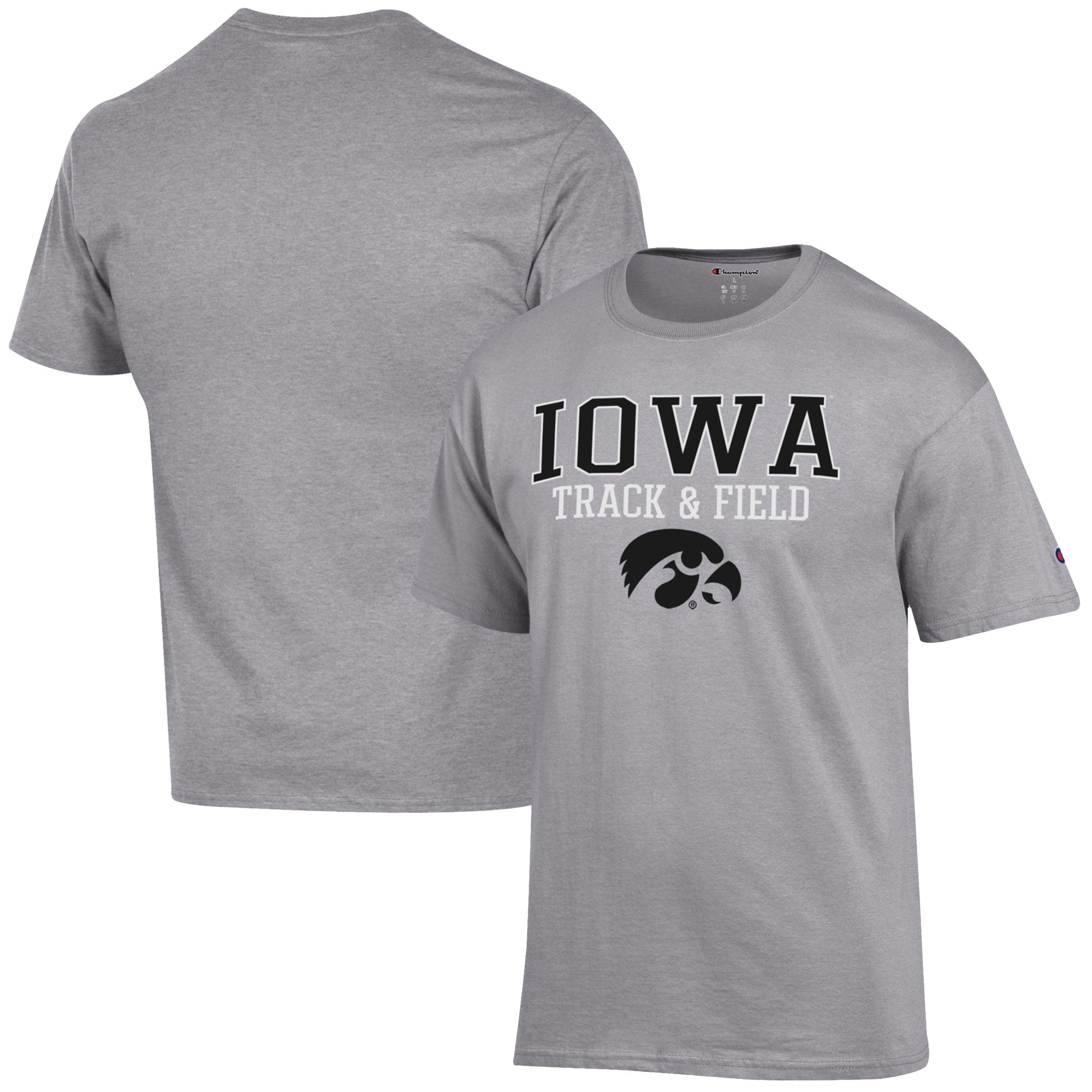 Men's Champion  Gray Iowa Hawkeyes Track & Field Stack T-Shirt