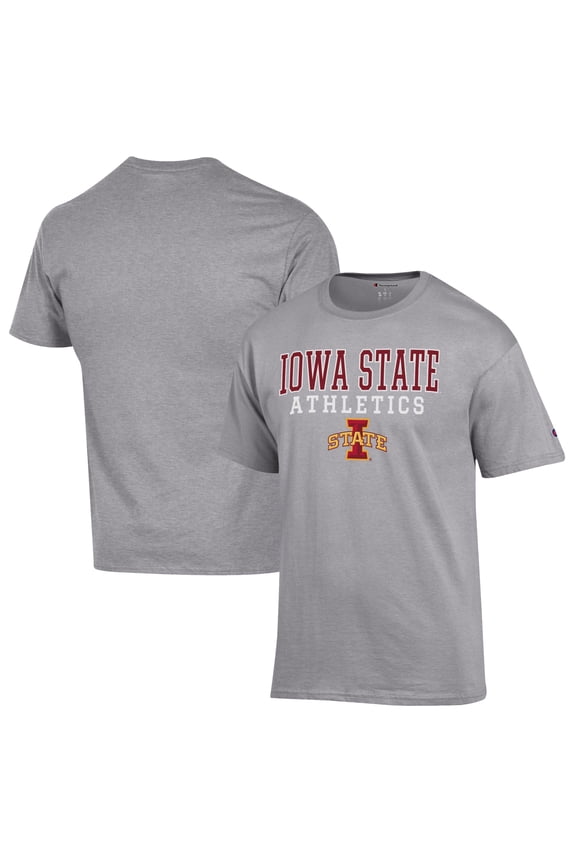 Men's Champion Gray Iowa State Cyclones Athletics Logo Stack T-Shirt