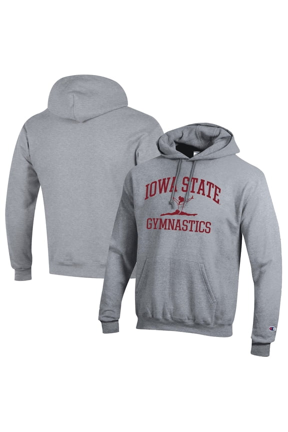 Men's Champion  Gray Iowa State Cyclones Gymnastics Icon Powerblend Pullover Hoodie