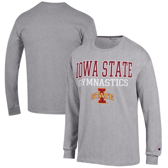 Men's Champion Gray Iowa State Cyclones Gymnastics Stack Long Sleeve T-Shirt