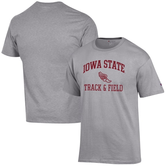 Men's Champion  Gray Iowa State Cyclones Track & Field Icon T-Shirt