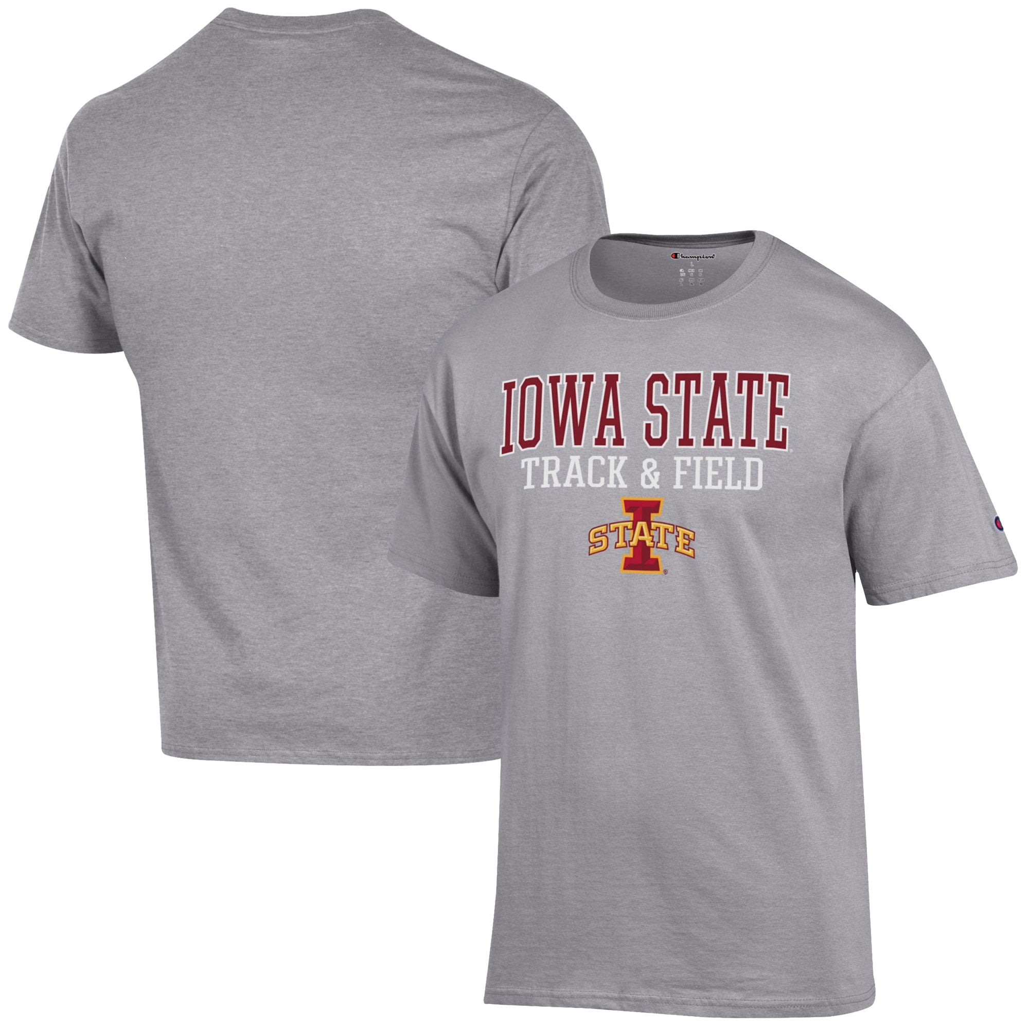 Men's Champion  Gray Iowa State Cyclones Track & Field Stack T-Shirt