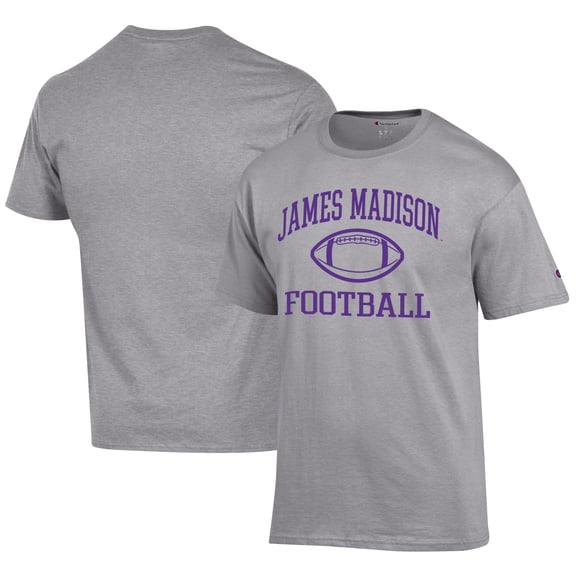 Men's Champion  Gray James Madison Dukes Football Jersey T-Shirt
