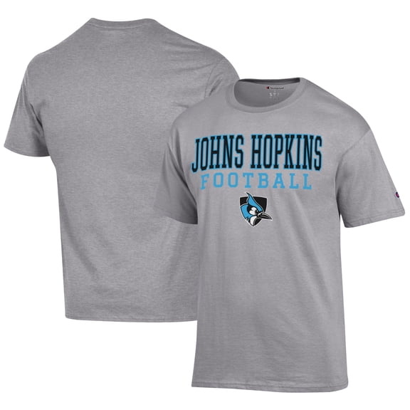 Men's Champion Gray Johns Hopkins Blue Jays Football Jersey T-Shirt