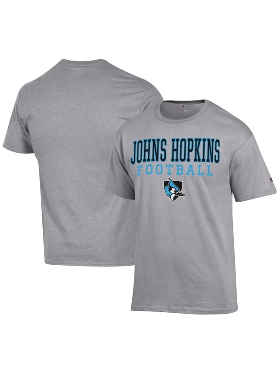 Men's Champion Gray Johns Hopkins Blue Jays Football Jersey T-Shirt