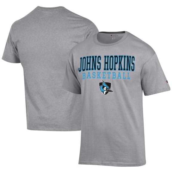 Men's Champion  Gray Johns Hopkins Blue Jays Icon Logo Basketball Jersey T-Shirt