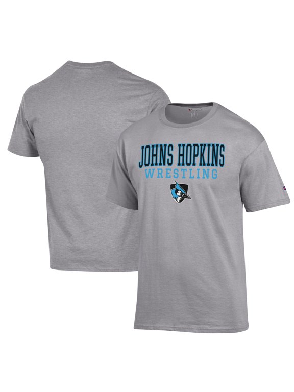 Men's Champion Gray Johns Hopkins Blue Jays Wrestling Stack Logo T-Shirt