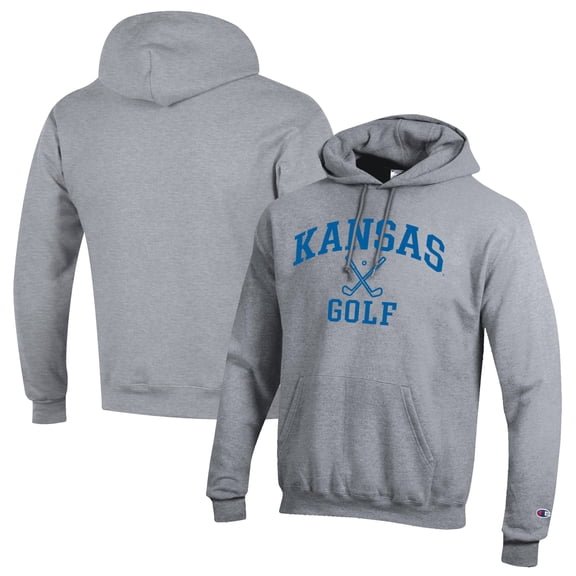 Men's Champion  Gray Kansas Jayhawks Icon Golf Powerblend Pullover Hoodie