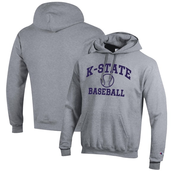 Men's Champion Gray Kansas State Wildcats Baseball Icon Pullover Hoodie