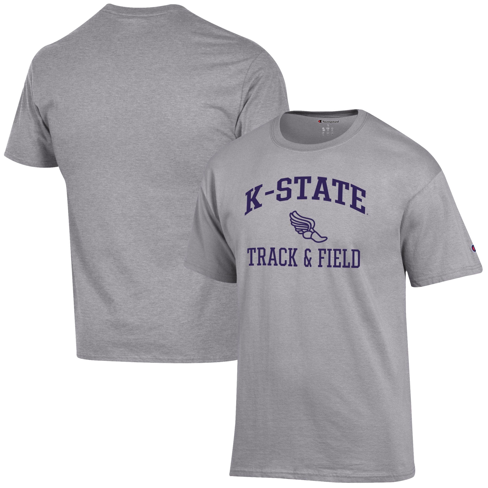 Men's Champion  Gray Kansas State Wildcats Track & Field Icon T-Shirt