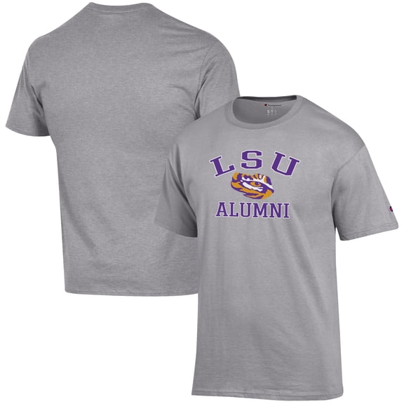 Men's Champion  Gray LSU Tigers Alumni Logo T-Shirt