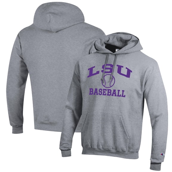 Men's Champion Gray LSU Tigers Baseball Icon Pullover Hoodie