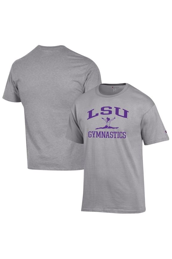 Men's Champion  Gray LSU Tigers Gymnastics Icon T-Shirt