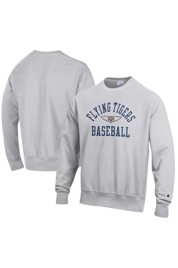 Men's Champion Gray Lakeland Flying Tigers Baseball Reverse Weave Pullover Sweatshirt