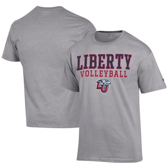 Men's Champion  Gray Liberty Flames Icon Logo Volleyball Jersey T-Shirt