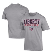 Mens Champion Gray Liberty Flames Soccer Stack Logo Powerblend T-Shirt