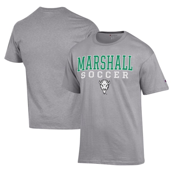 Men's Champion Gray Marshall Thundering Herd Soccer Stack Logo Powerblend T-Shirt