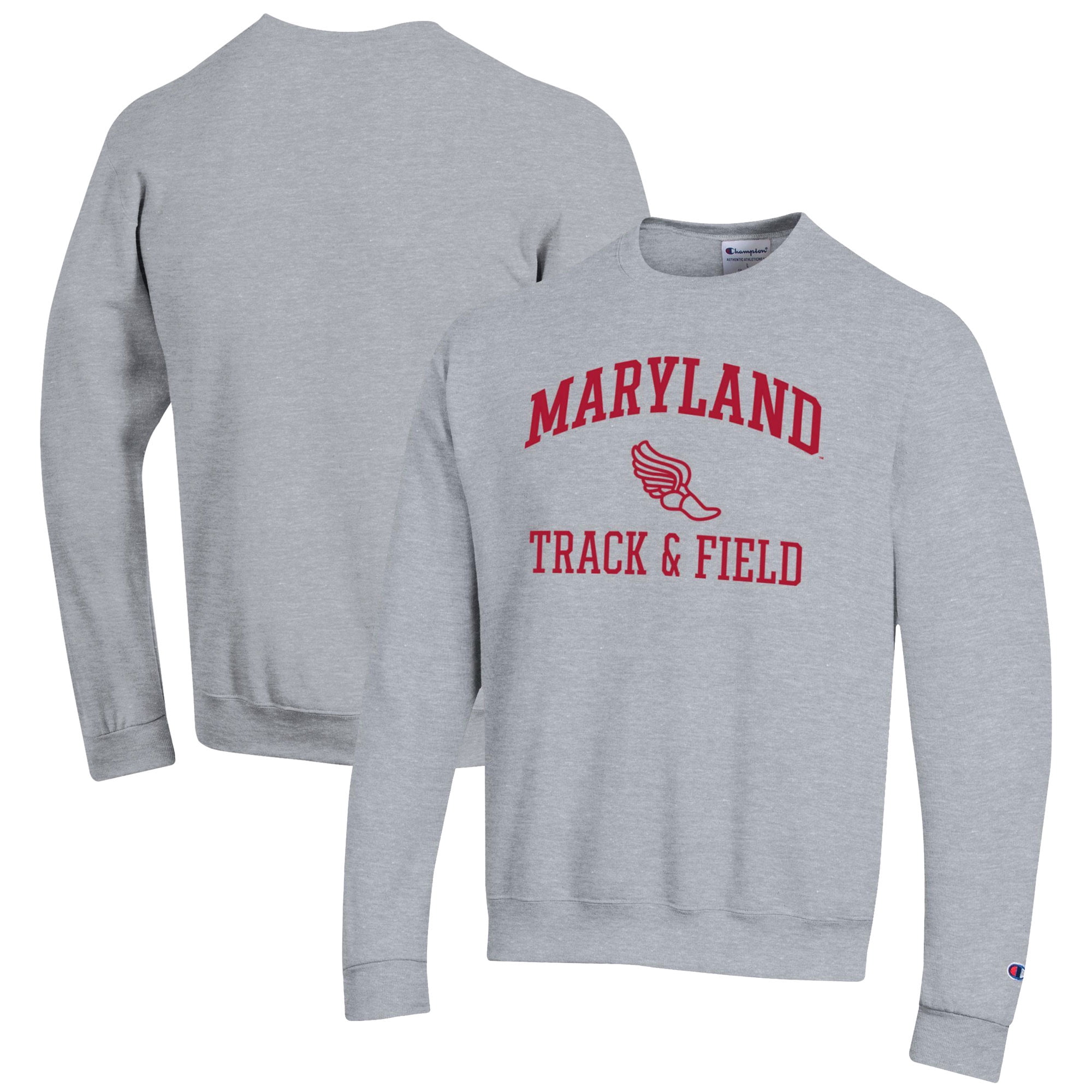 Men's Champion  Gray Maryland Terrapins Track & Field Icon Powerblend Pullover Sweatshirt