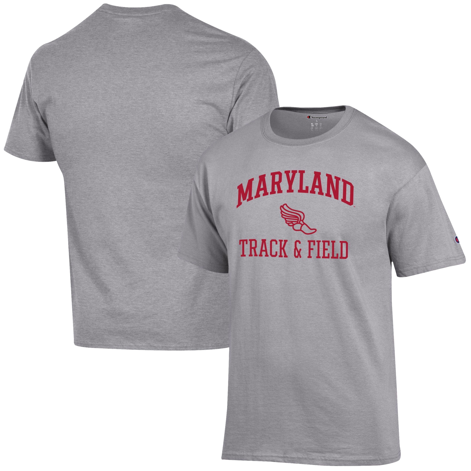 Men's Champion  Gray Maryland Terrapins Track & Field Icon T-Shirt