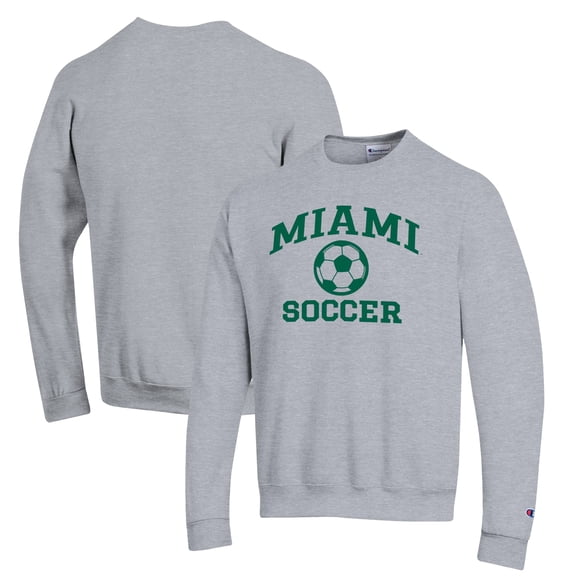 Men's Champion Gray Miami Hurricanes Soccer Icon Powerblend Pullover Sweatshirt