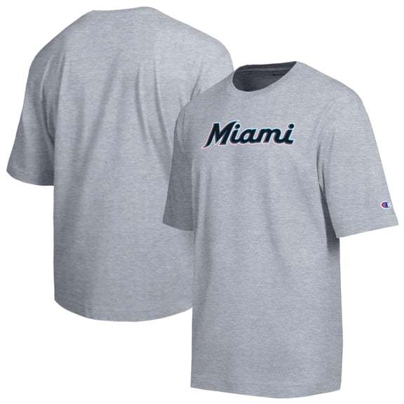 Men's Champion Gray Miami Marlins All Star Chenille Wordmark T-Shirt