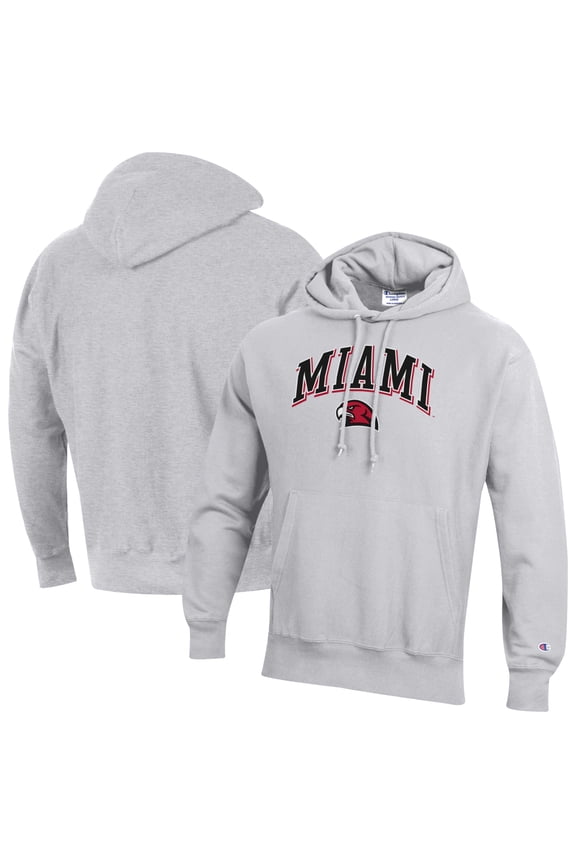 Men's Champion Gray Miami University RedHawks Reverse Weave Hoodie