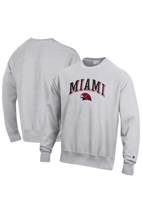 Men's Champion Gray Miami University RedHawks Reverse Weave Sweatshirt