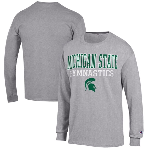 Men's Champion Gray Michigan State Spartans Gymnastics Stack Long Sleeve T-Shirt