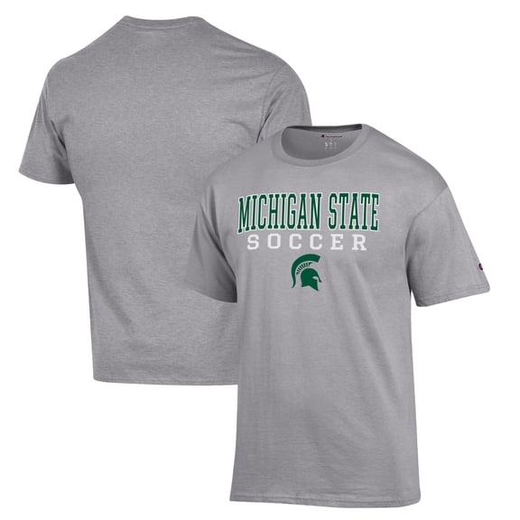 Men's Champion Gray Michigan State Spartans Soccer Stack Logo T-Shirt