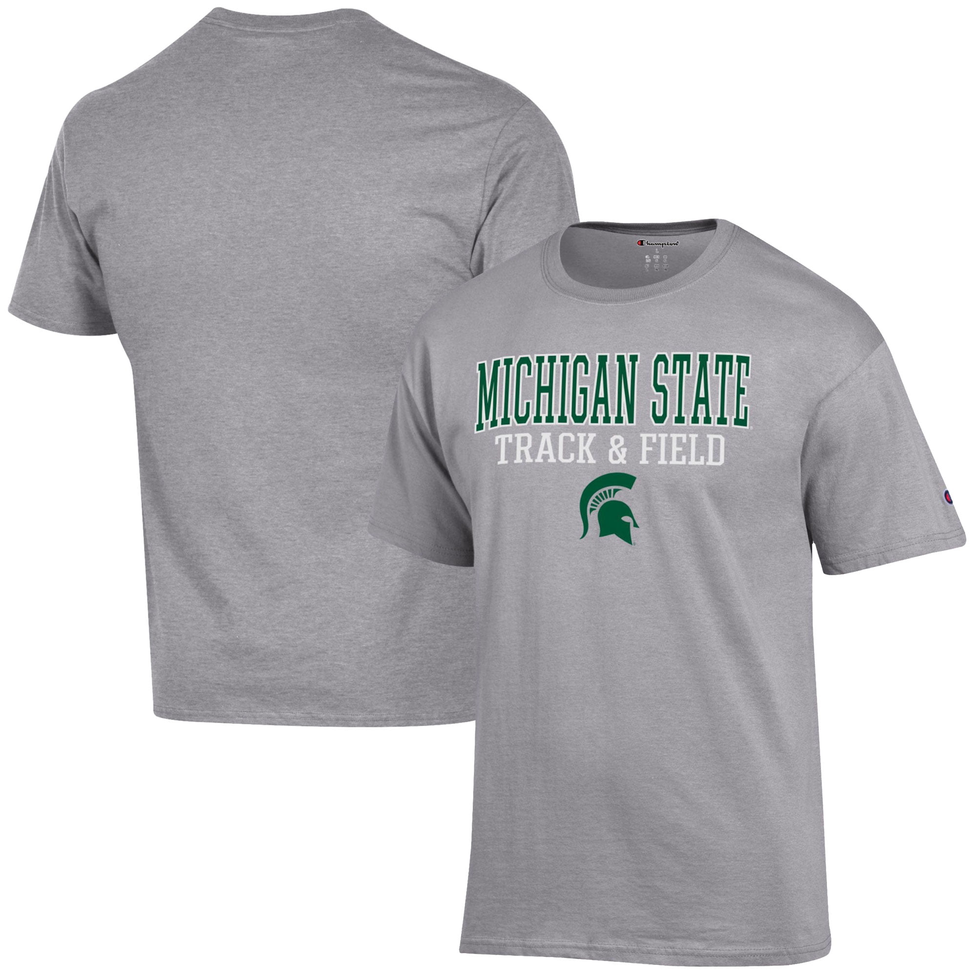 Men's Champion  Gray Michigan State Spartans Track & Field Stack T-Shirt
