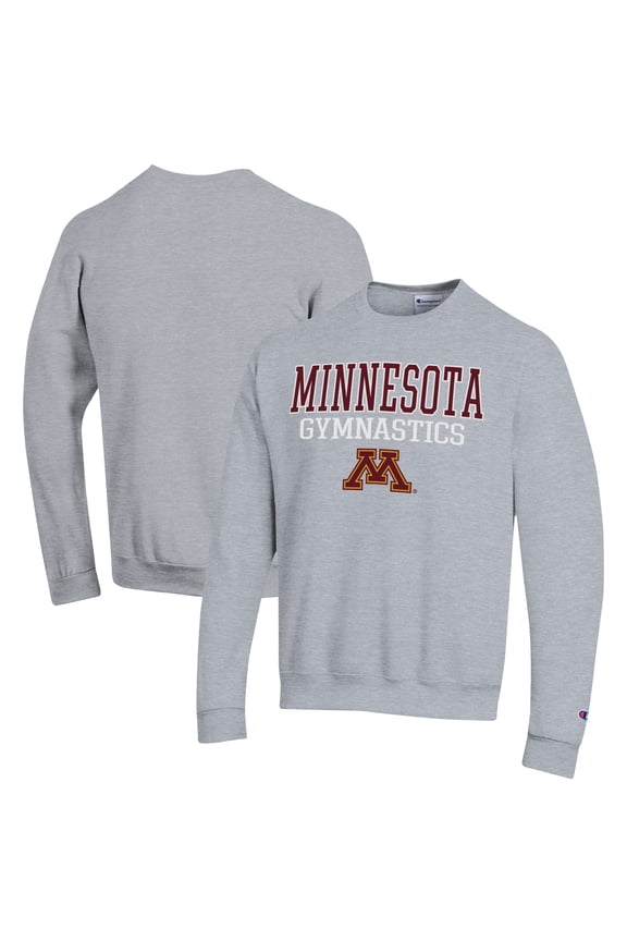 Men's Champion Gray Minnesota Golden Gophers Gymnastics Stack Powerblend Pullover Sweatshirt