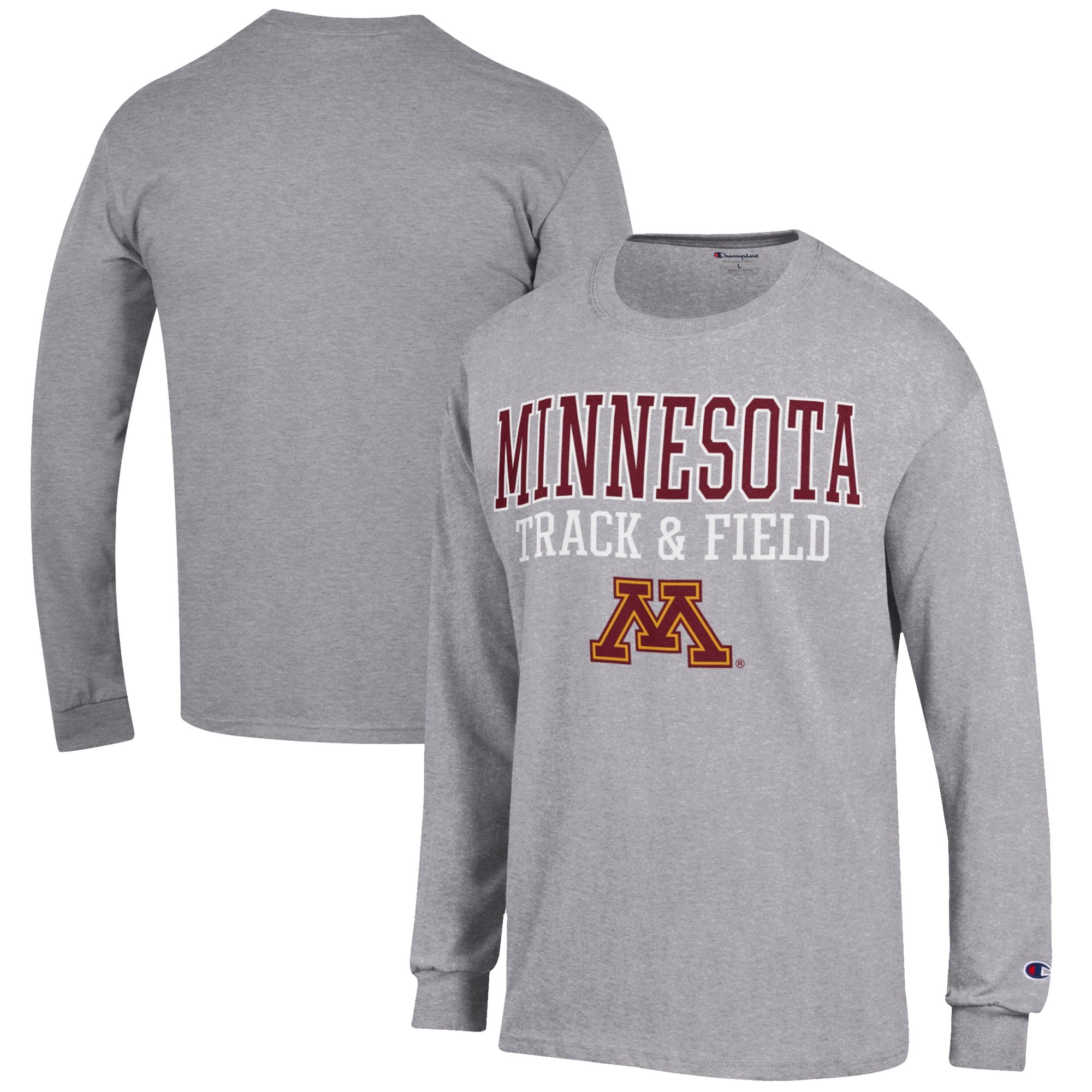 Men's Champion  Gray Minnesota Golden Gophers Track & Field Stack Long Sleeve T-Shirt