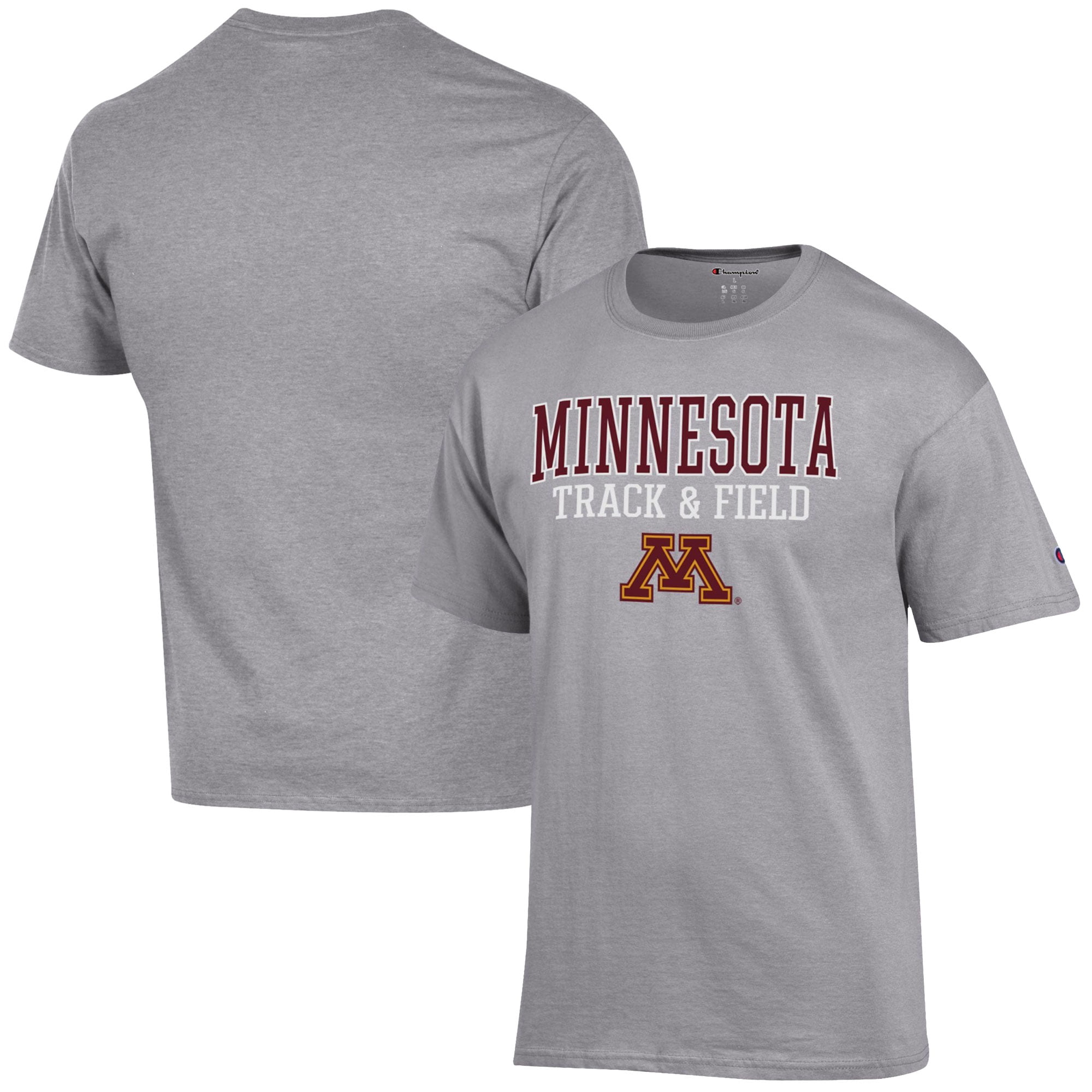Men's Champion  Gray Minnesota Golden Gophers Track & Field Stack T-Shirt